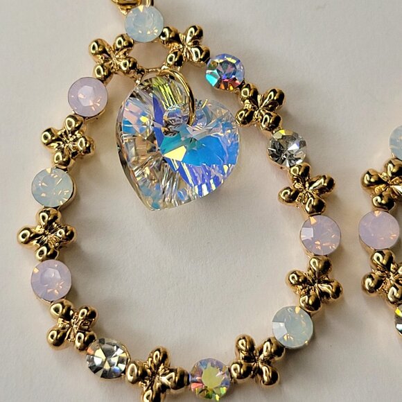 Heart Shape Crystal Earring Crystal and Gold Teardrop earrings - Picture 3 of 10